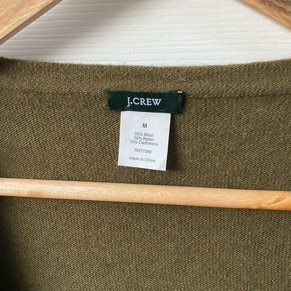J. Crew Women's Wool Cashmere Blend Vintage V Neck Zip Up Green Sweater Size M - Picture 2 of 3